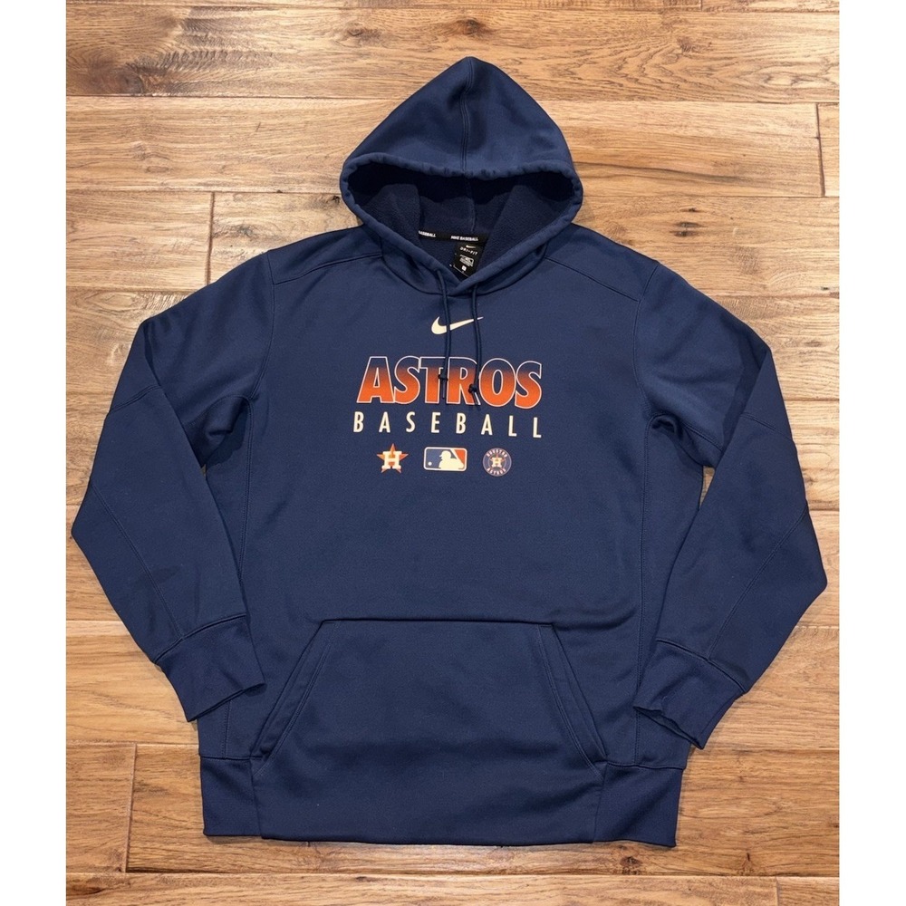 Houston Astros Nike MLB Authentic Baseball Hoodie Dri Fit Blue Men's Large